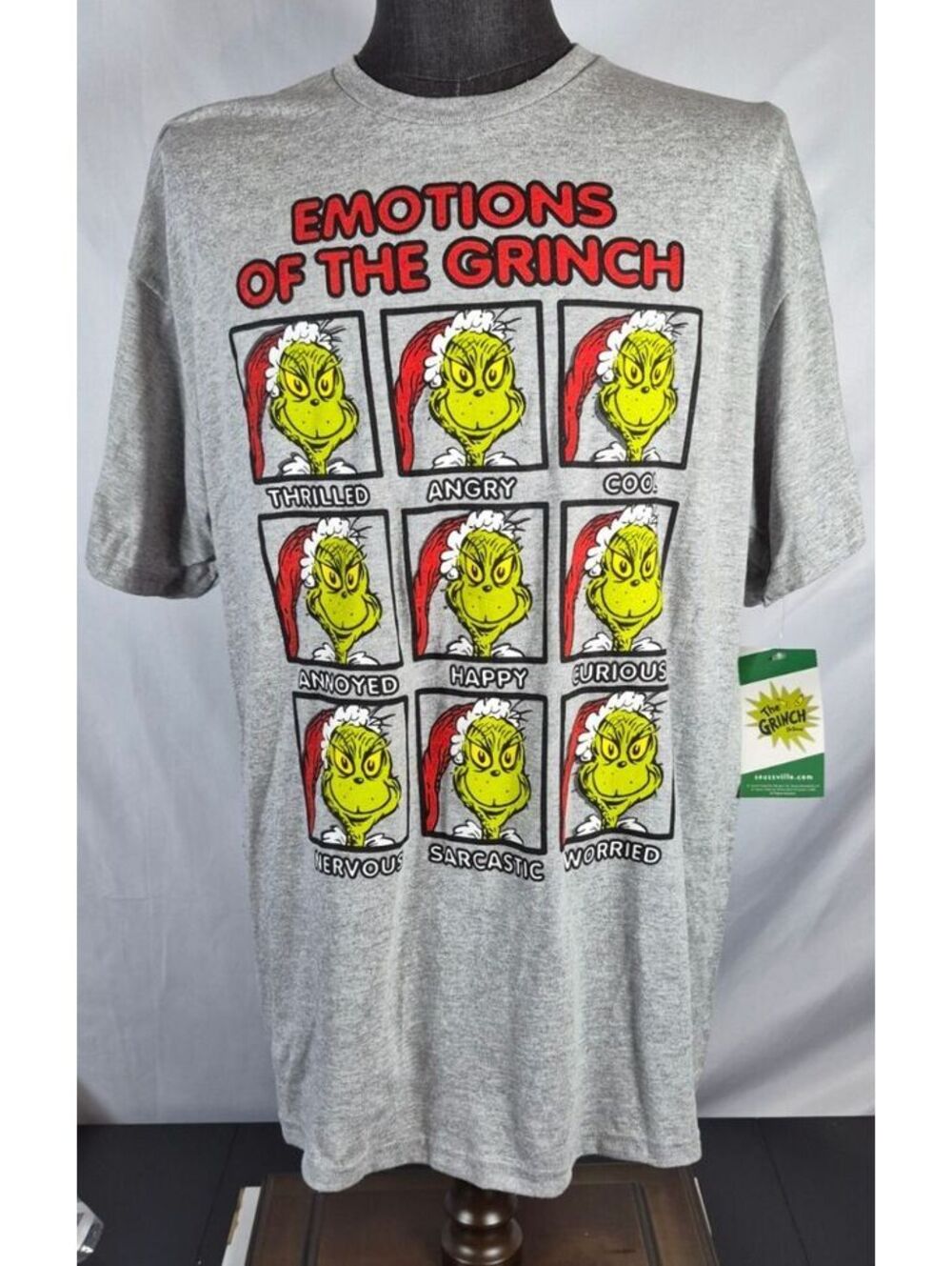 NWT 2012 Dr Seuss Grinch Emotions Christmas Tee XL